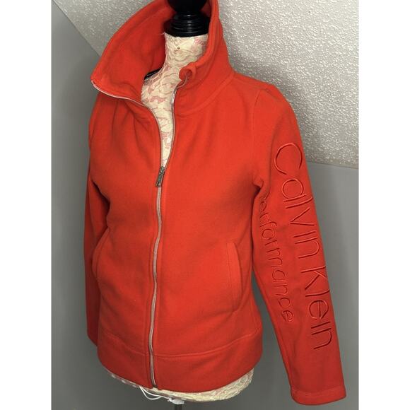 EUC Calvin Klein Performance Women Tech Fleece Jacket Full Zip Sz XS High Neck - Picture 2 of 7